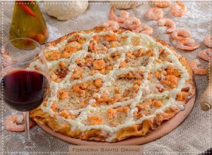 Pizza de camarão da Santo Grano